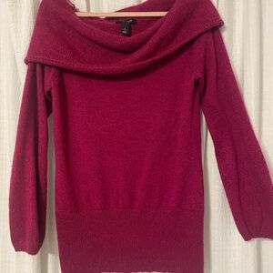 White House Black Market Fuchsia Off-Shoulder Sweater
